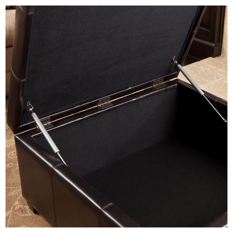 Christopher Knight Home Canyons Bonded Leather Storage Ottoman Dark Brown: Upholstered Bench, Hardwood Frame