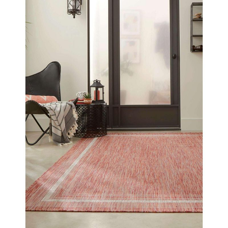 Unique Loom 7' 1 x 10' 0 Rectangle Indoor/Outdoor Border Rust Red Area Rug