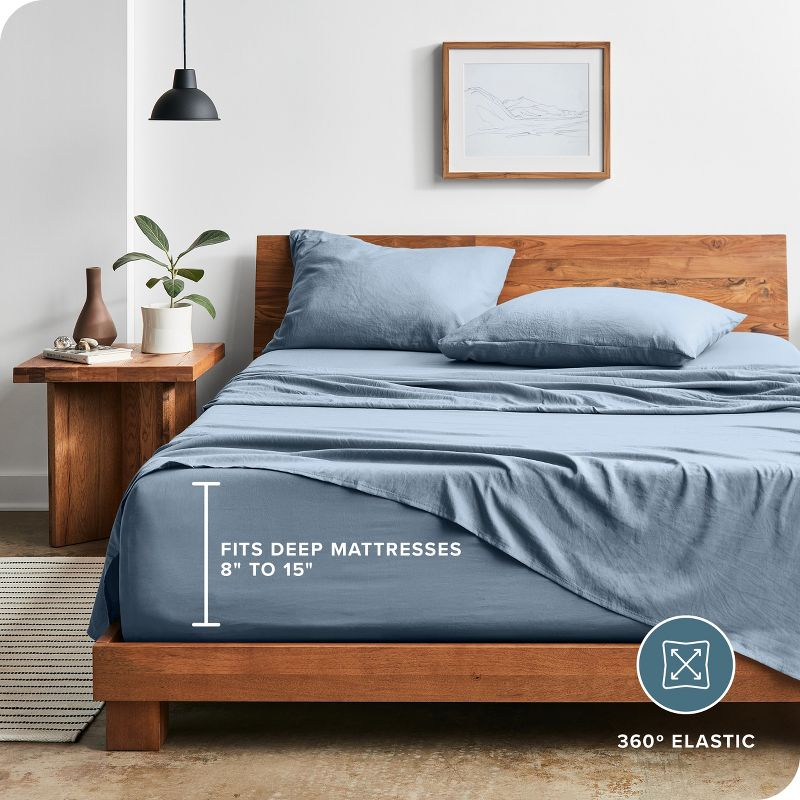 Washed Microfiber Dusty Blue Twin XL Sheet Set by Bare Home
