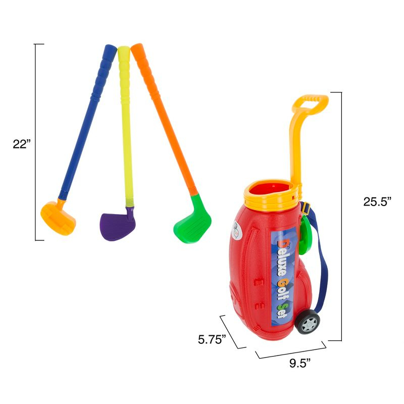 Toy Time Toddler Toy Golf Play Set with Plastic Bag, 2 Clubs, 1 Putter, 4 Balls, Putting Cup