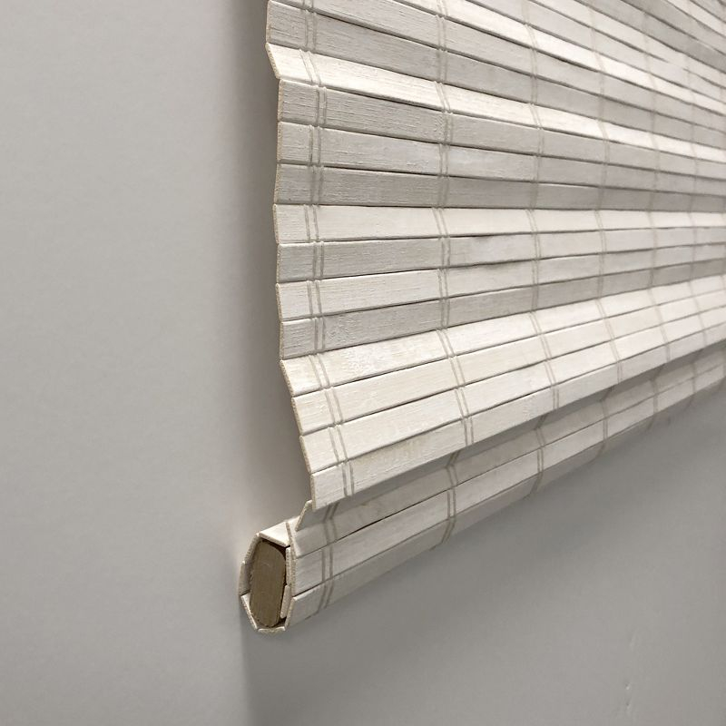 Radiance Brooklyn 36-in Cordless White Dristressed Bamboo Roman Shade