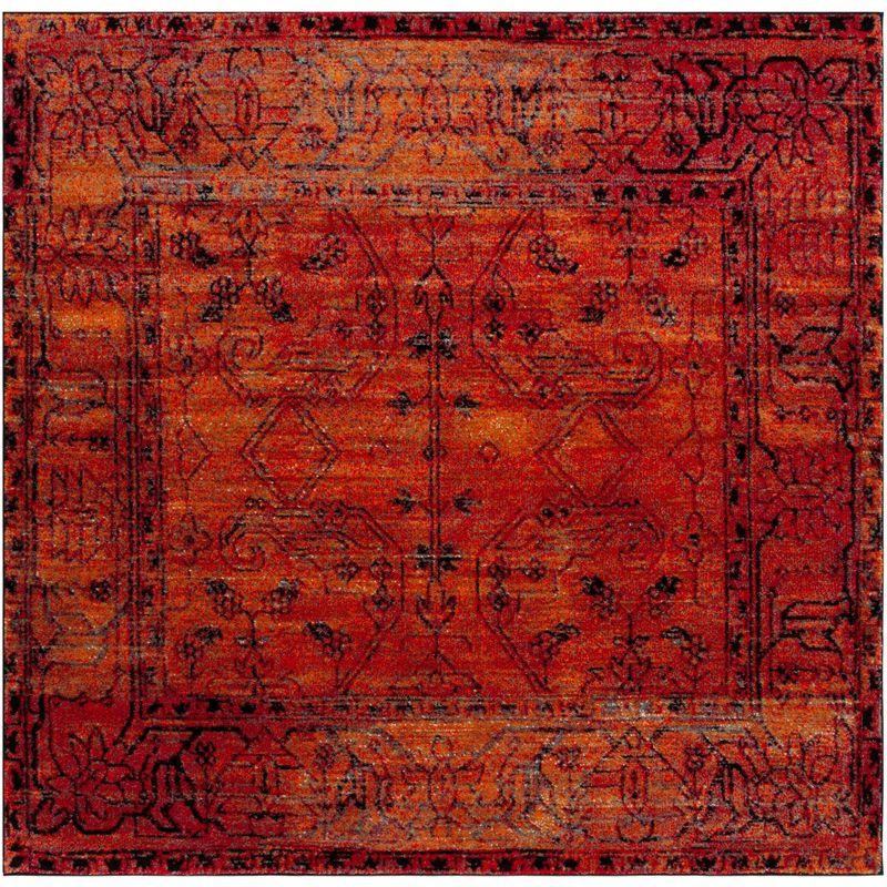 Vintage Hamadan VTH216 Power Loomed Area Rug - Orange - 5'3"x5'3" - Safavieh.