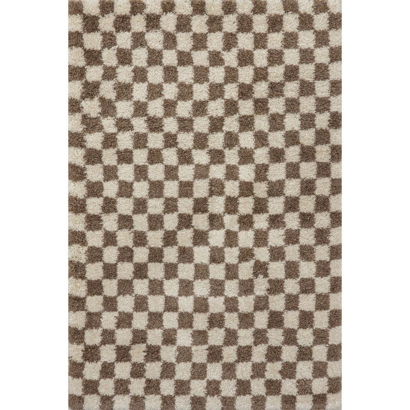 Nuloom Adelaide Mid-Century Checkered Shag Indoor Area Rug, 2' x 3', Beige