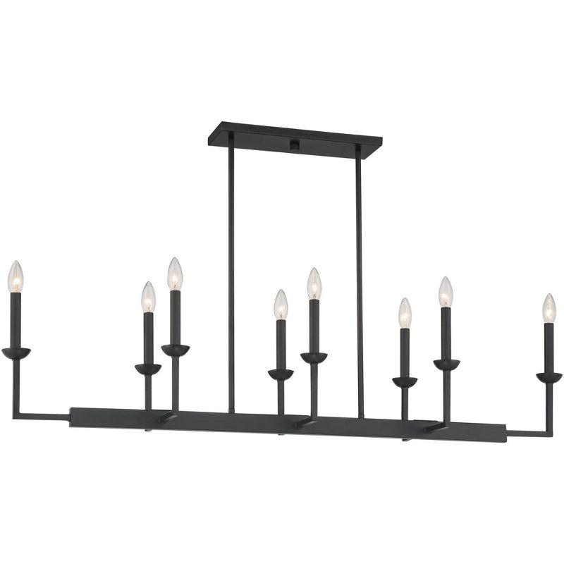 Possini Euro Design Black Linear Pendant Chandelier 50" Wide Industrial 8-Light Fixture for Kitchen Island Dining Room House Foyer