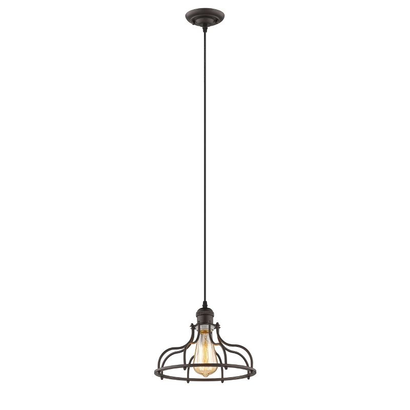 Chloe Lighting Jaxon Industrial-Style 1 Light Rubbed Bronze Ceiling Mini Pendant 10" Wide