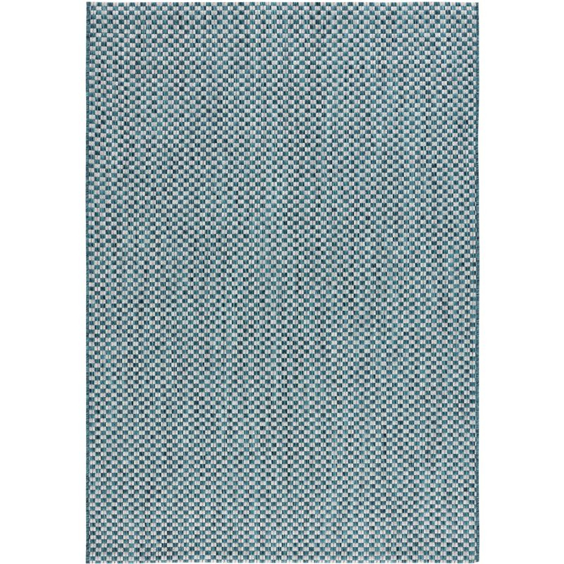 Courtyard CY8653 Power Loomed Indoor and Outdoor Area Rug - Turquoise/Light Grey - 5'3"x7'7" - Safavieh