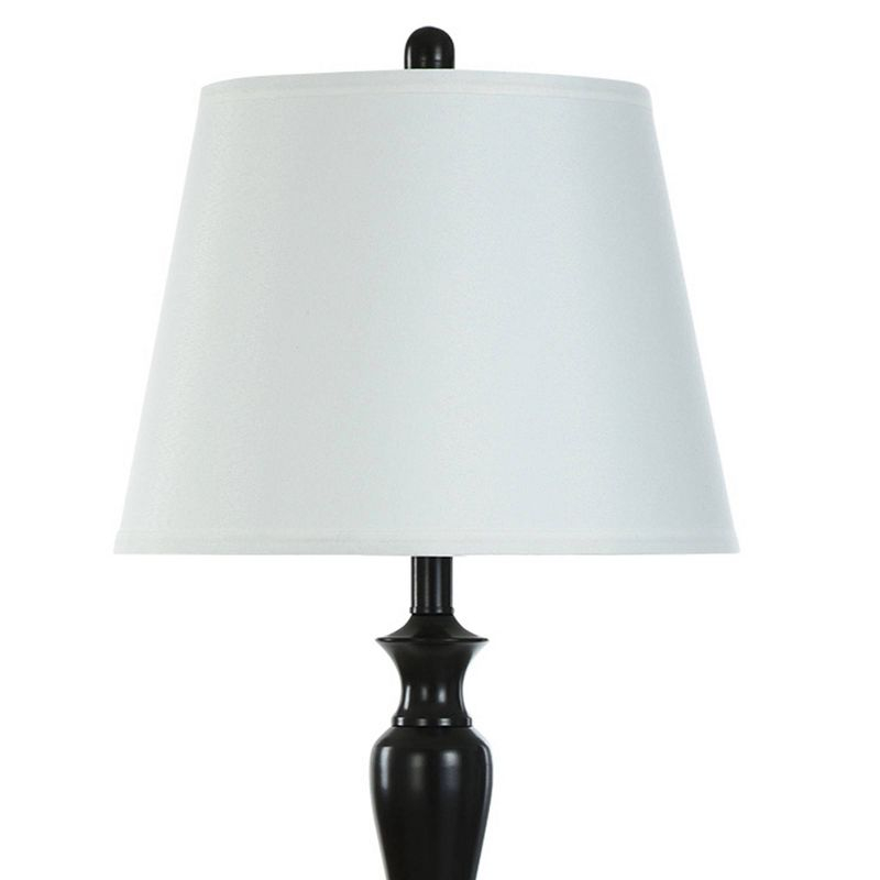 2 Table Lamps and 1 Floor Lamp Oiled Bronze with White Hardback Shades - StyleCraft: UL Listed, Metal Body, Linen Shade, 3-Way Switch