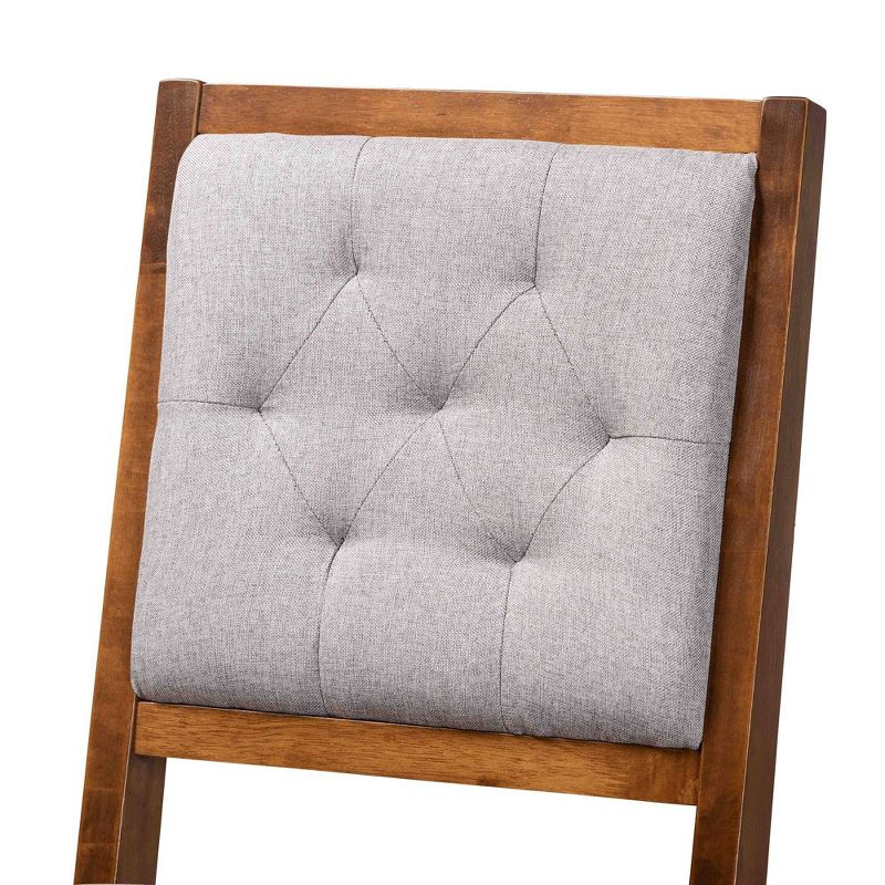 2pc Gideon Fabric Upholstered and Wood Counter Height Barstool Set Gray/Walnut Brown - Baxton Studio: Polyester, Fixed Height, Rectangle Shape