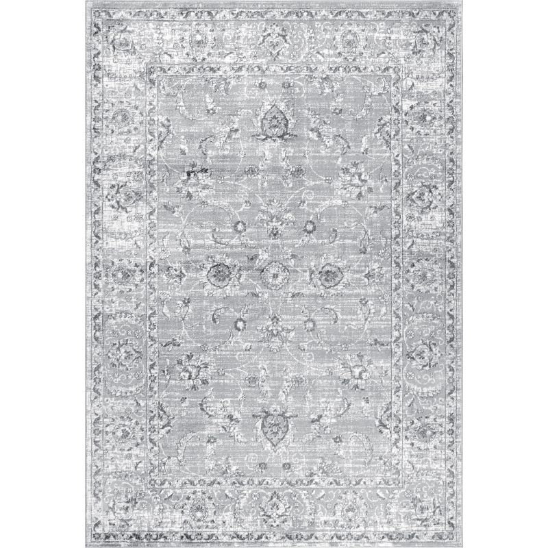 4'x6' Modern Persian Vintage Area Rug, Light Grey - JONATHAN Y