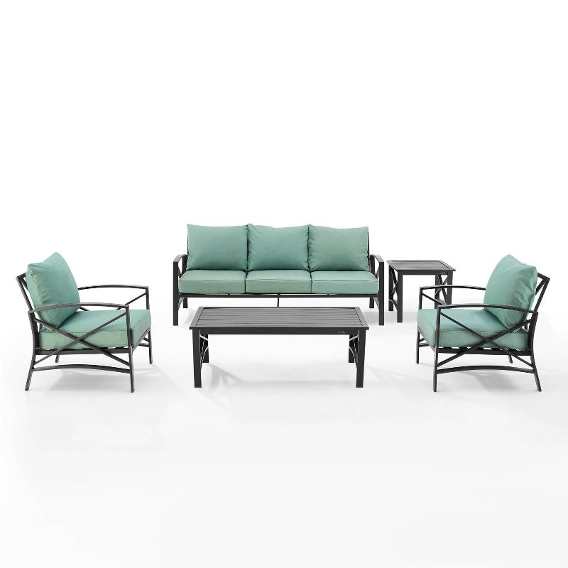 Kaplan 5pc Outdoor Sofa Set - Mist - Crosley: Steel Frame, Patio Lounge Furniture with Cushions