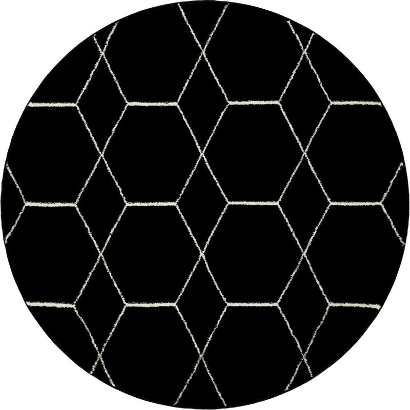 Unique Loom 5' 0 x 5' 0 Trellis Frieze Black Area Rug