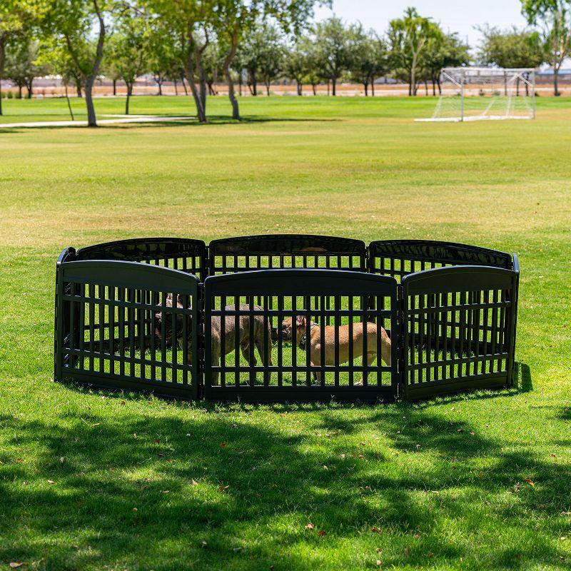 IRIS USA 24" Exercise 8-Panel Pet Playpen with Door, Dog Cat Playpen, Puppy Playpen, Black