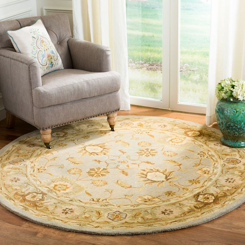 Anatolia AN556 Hand Tufted Indoor Area Rug - Light Blue/Sage - 8' Round - Safavieh