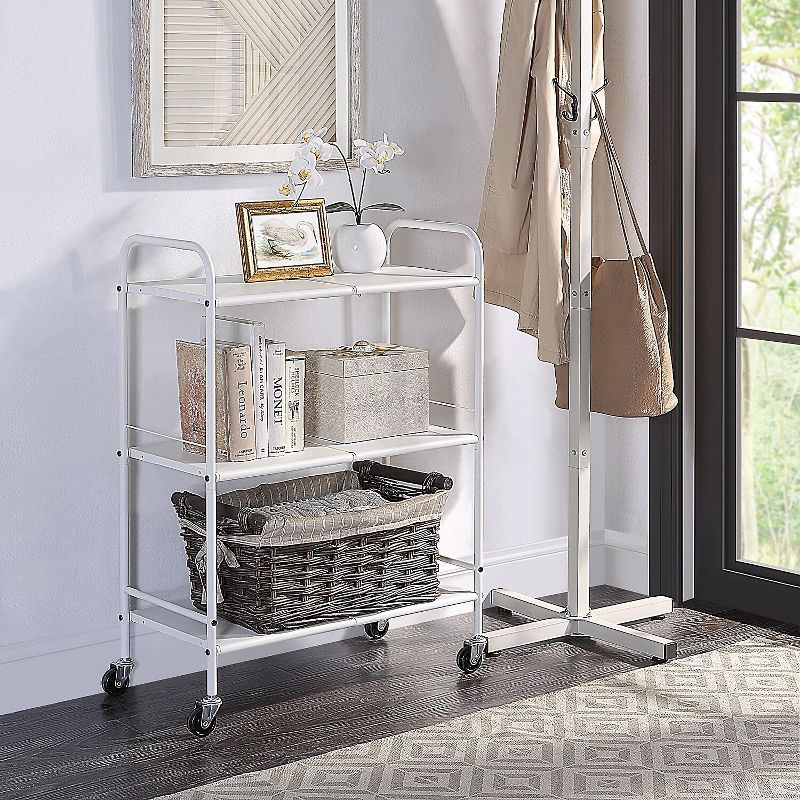 SunnyPoint 3-Tier Wide Rolling Organizer Utility Craft Cart White (YJ-WIDE-W)