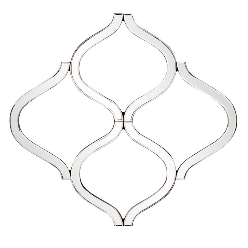 Howard Elliott Decorative Lattice Beveled Accent Wall Mirror Silver: Geometric, Interlocking, No Assembly Required, Wood Frame, Wall Mount