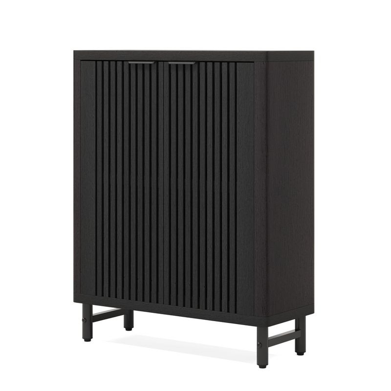 Tribesigns 6-Tier Shoe Cabinet with Louvered Doors, Black