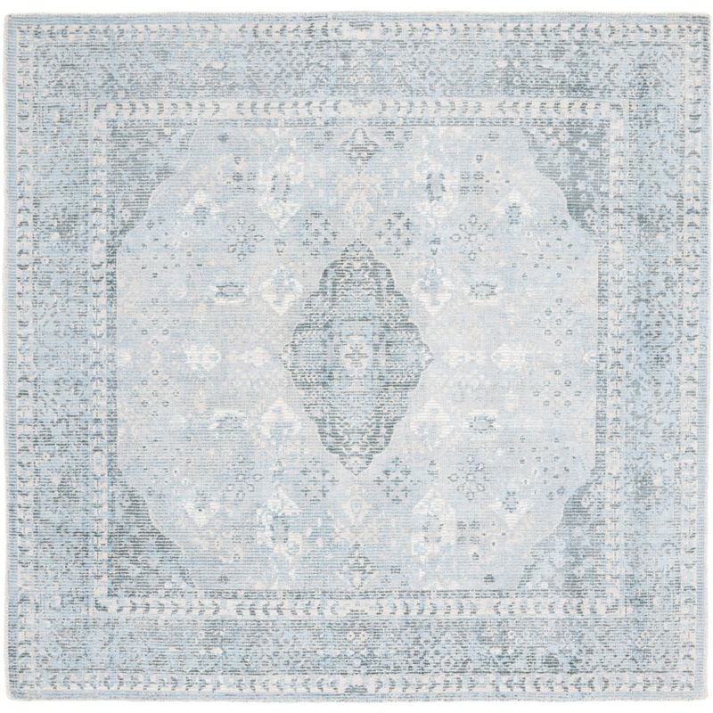 Restoration Vintage RVT708 Hand Loomed Indoor Area Rug - 6'x6' - Grey/Light Blue - Safavieh