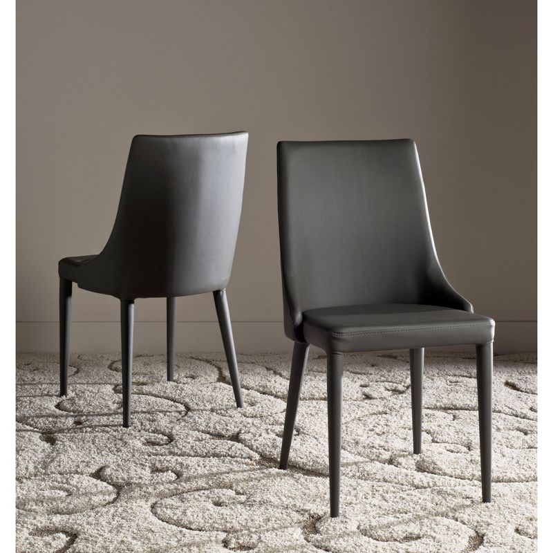Summerset 19" H Leather Side Chair (Set of 2) - FOX2014 - Grey - Safavieh Couture