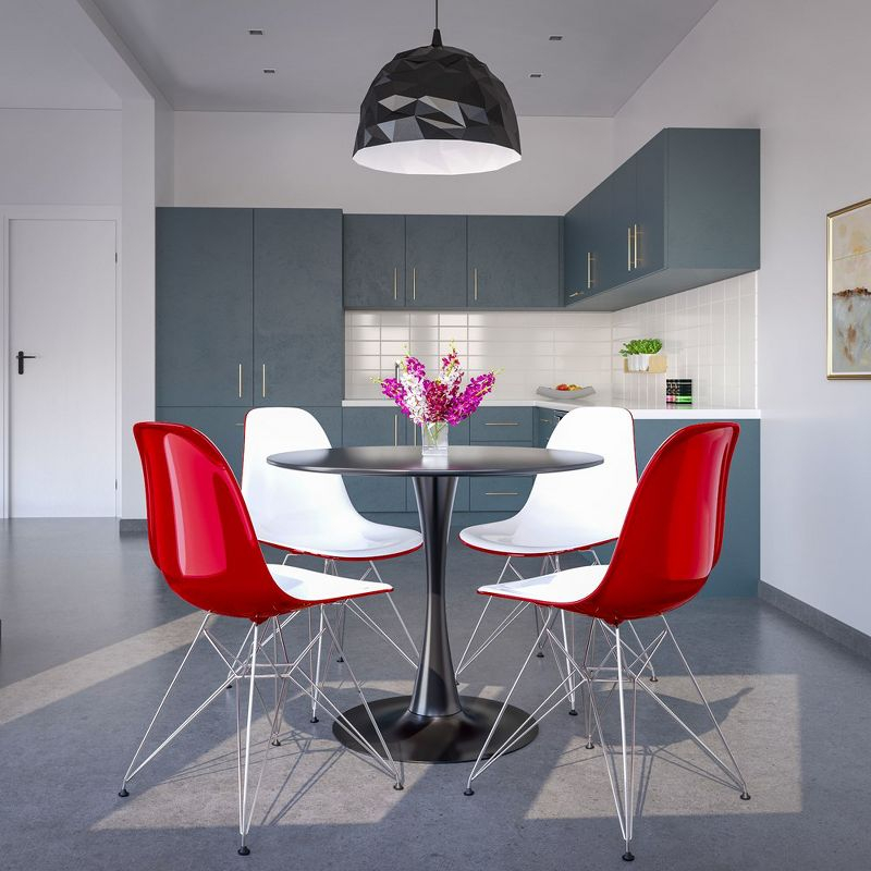 LeisureMod Cresco Modern Acrylic Dining Chair – Eiffel Chrome Base, Stylish Accent Chair for Contemporary Dining Rooms & Kitchen Tables