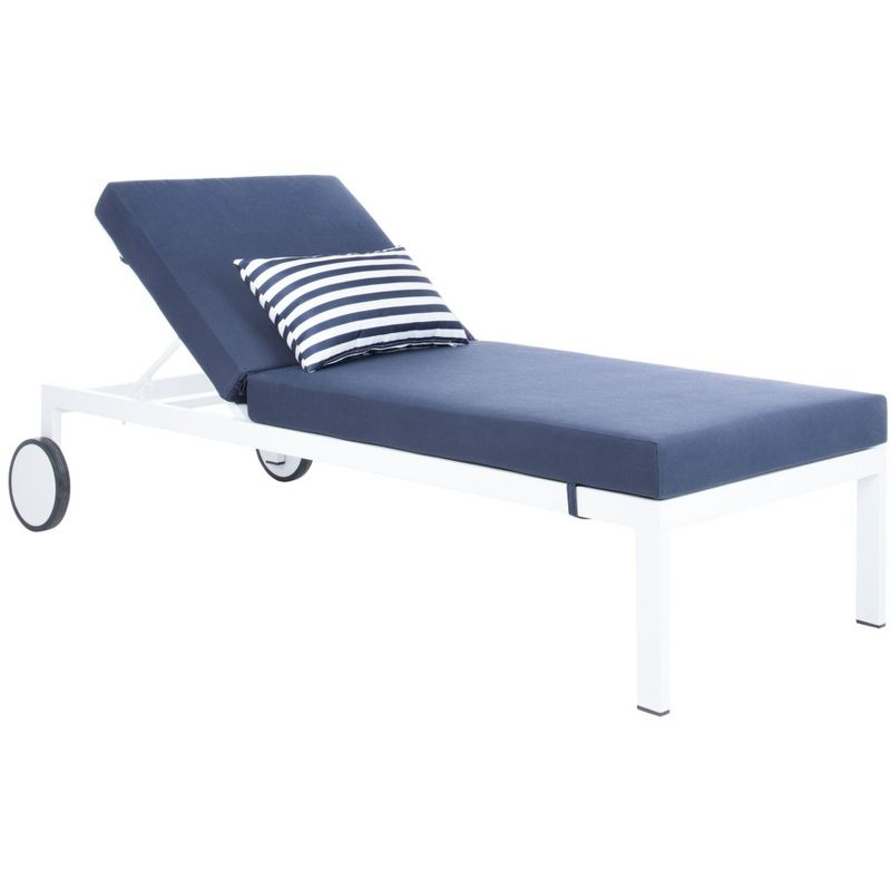 Yves Sun Lounger - Outdoor - PAT4042 - Navy/White -Safavieh
