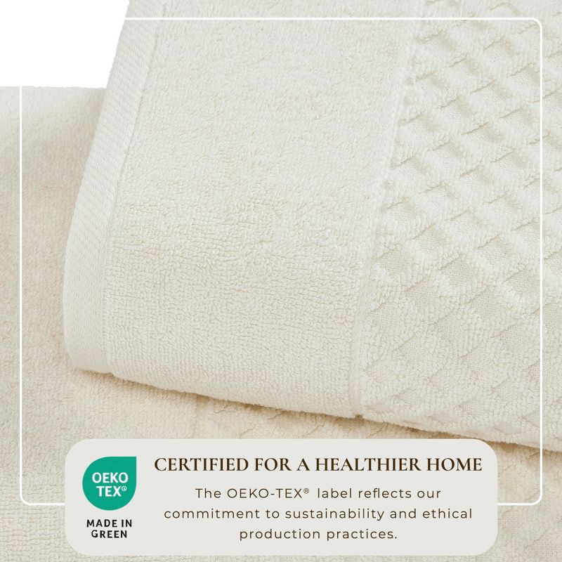 Cotton Quick-Dry Textured Towels - Great Bay Home (4 Pack Bath Towels, Ivory)