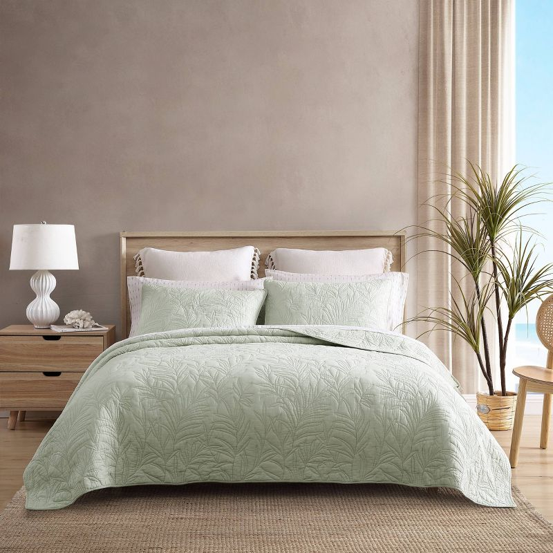 Full/Queen Costa Sera Solid Quilt Green - Tommy Bahama: Reversible Bedspread, Midweight Fabric, Machine Washable