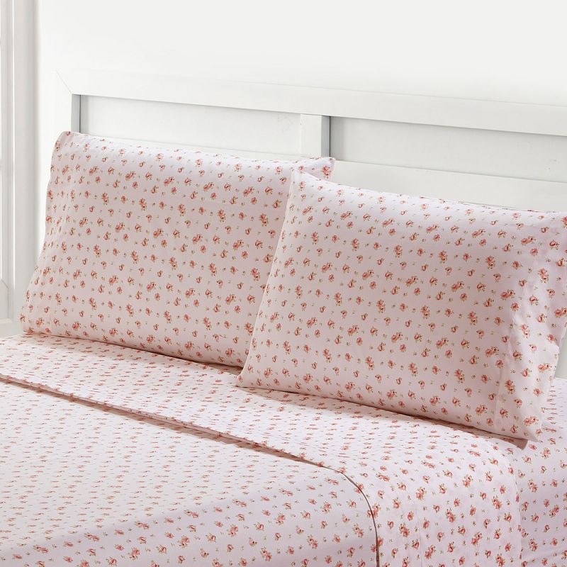 Modern Threads Sweet Rose Printed 4 Piece Sheet Set, Blush California King