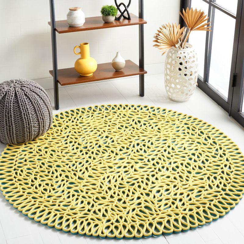 Novelty NOV701 Hand Knotted Area Rug - Yellow/Blue - 6' Round - Safavieh.