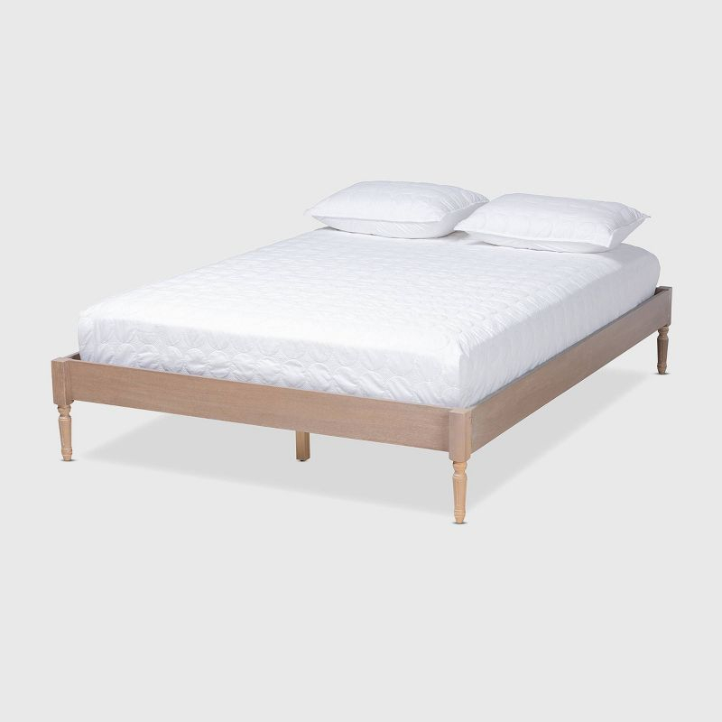 Queen Colette French Bohemian Wood Platform Bed Frame Oak - Baxton Studio: Ash Walnut Finish, No Box Spring Required