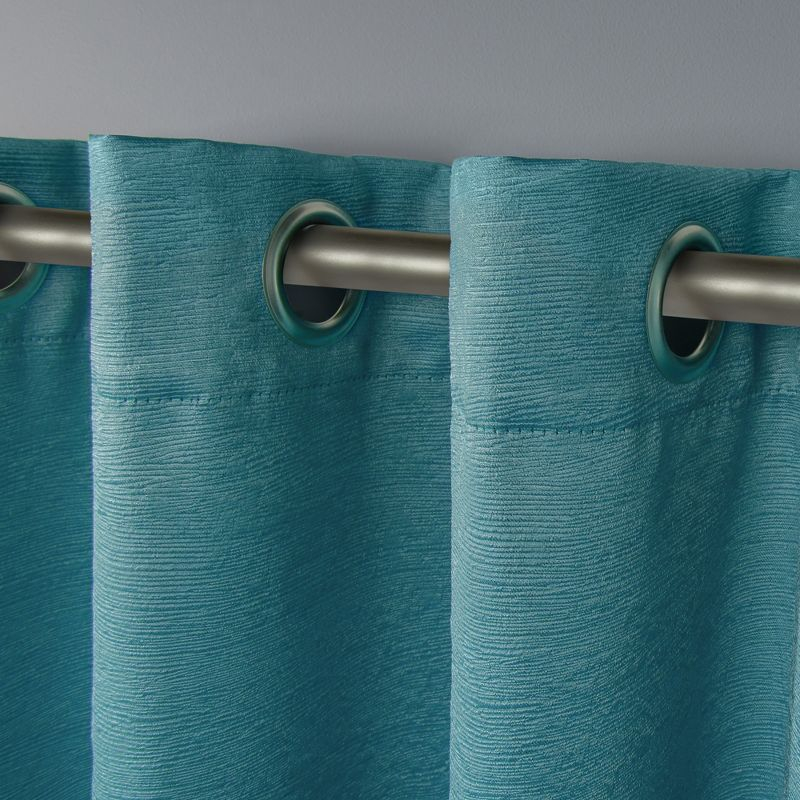 Set of 2 63"x52" Oxford Textured Sateen Thermal Room Darkening Grommet Top Window Curtain Panel Teal - Exclusive Home