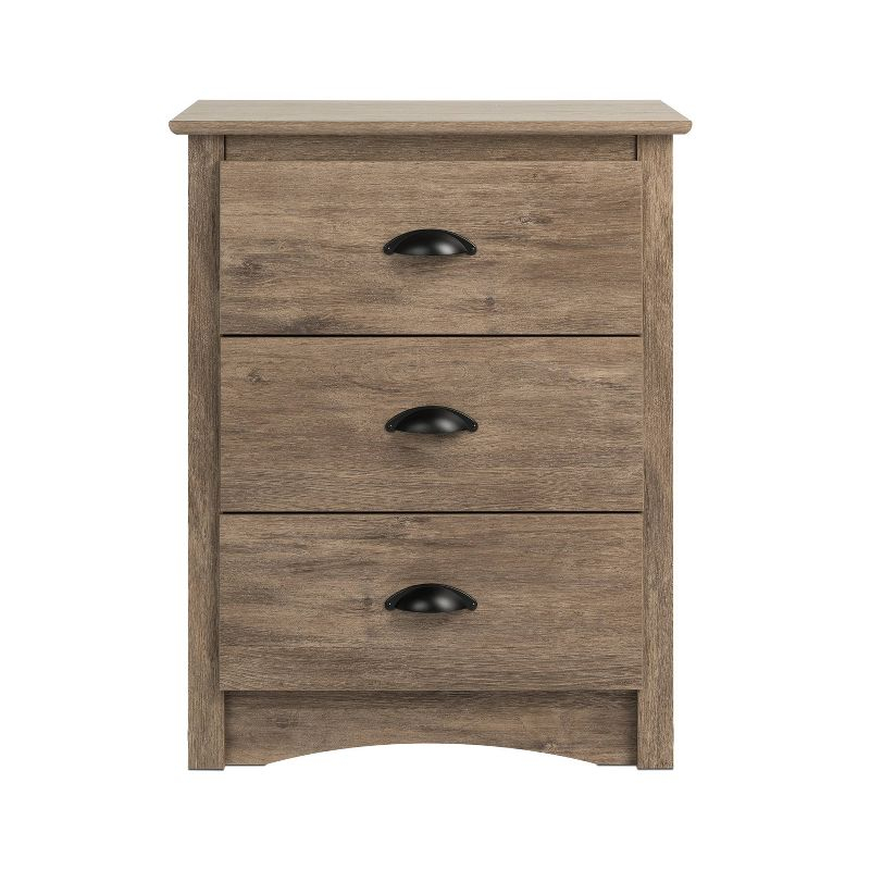 Salt Spring 3 Drawer Tall Nightstand Drifted Gray - Prepac: Modern Bedside Storage, Includes Anti-Tip Hardware