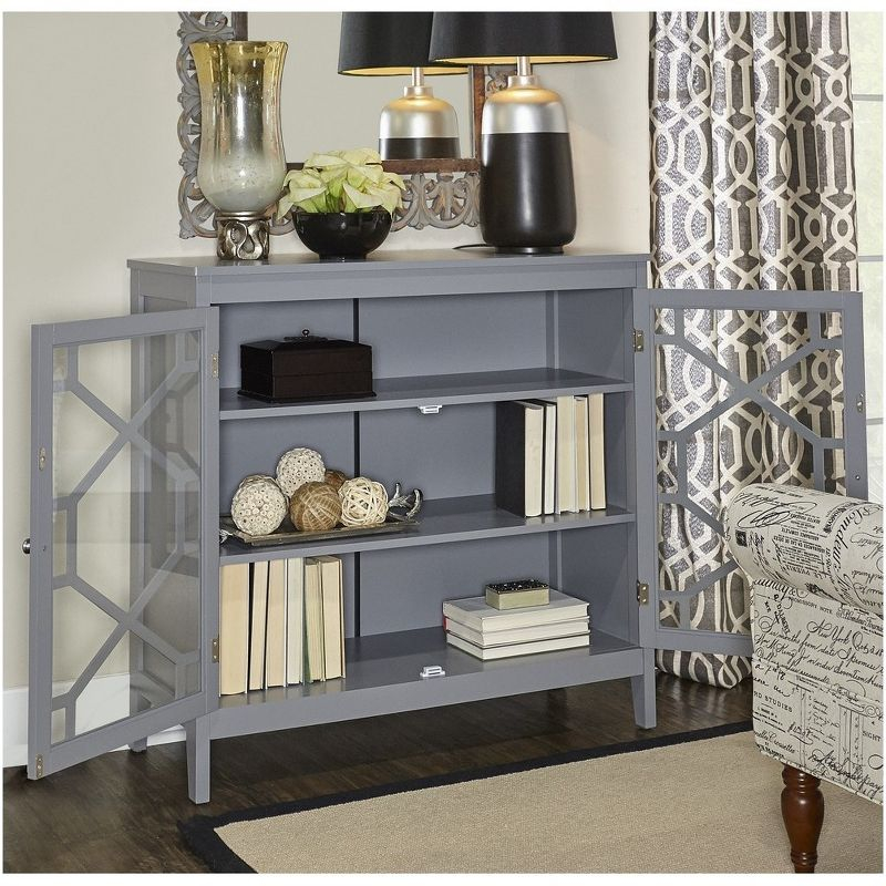 Fetti Transitional Large Cabinet: Streamlined Frame, 3 Storage Shelves - Linon
