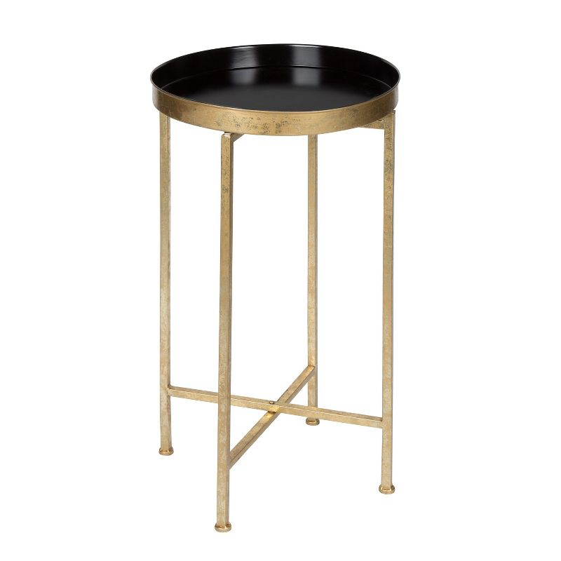 Kate and Laurel Celia Round Metal Tea Table, 14x14x25.75, Gold and Black