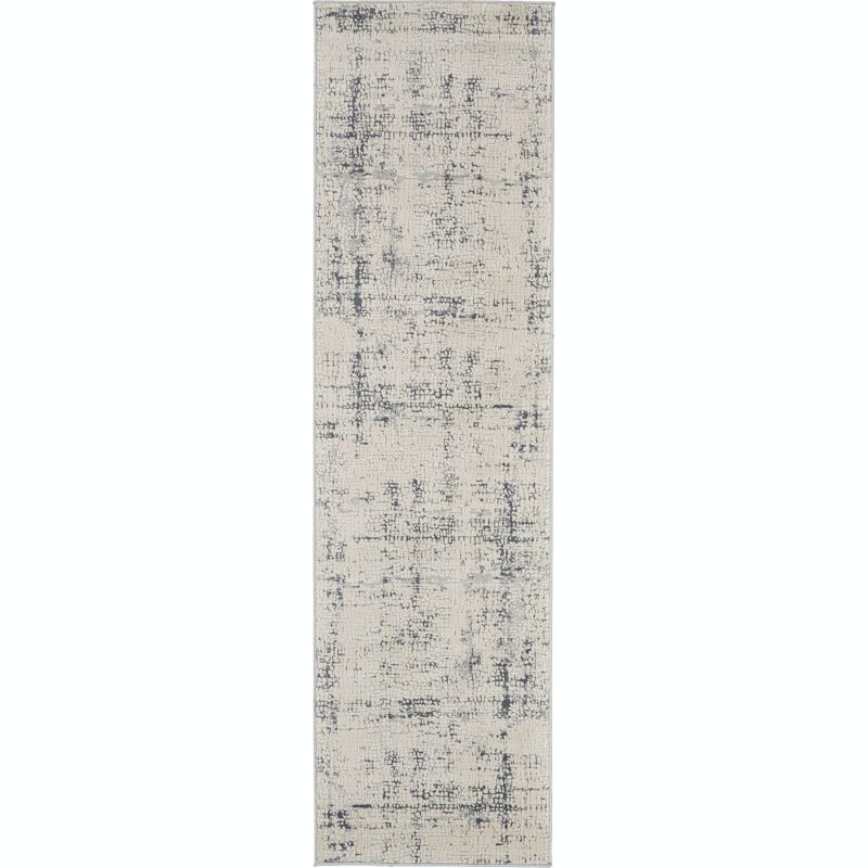 Nourison Rustic Textures Contemporary Indoor Area Rug Ivory/Blue 2'2" x 7'6"