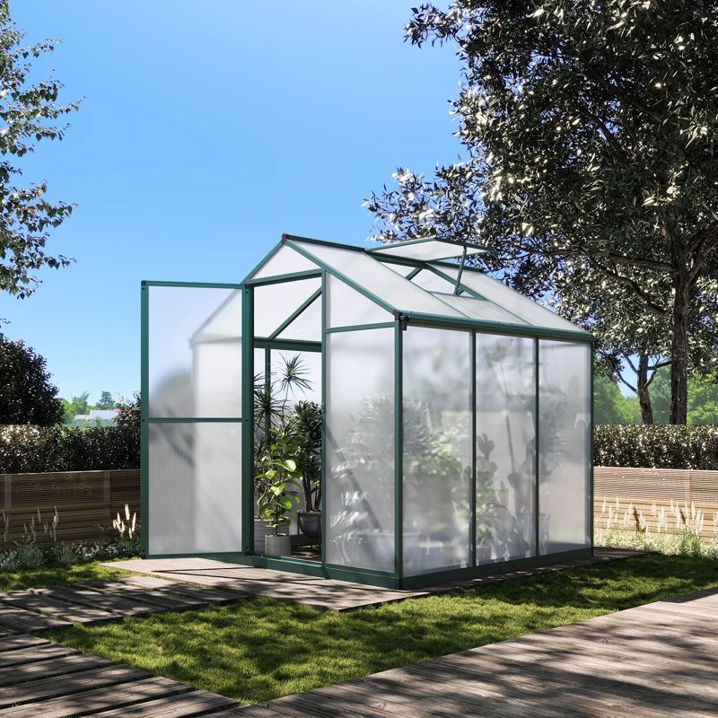 6.25 x 6 Ft Greenhouse for Outdoors, Aluminum Alloy & Polycarbonate Green House with Windows Vent, for Patio, Backyard, Garden,Green