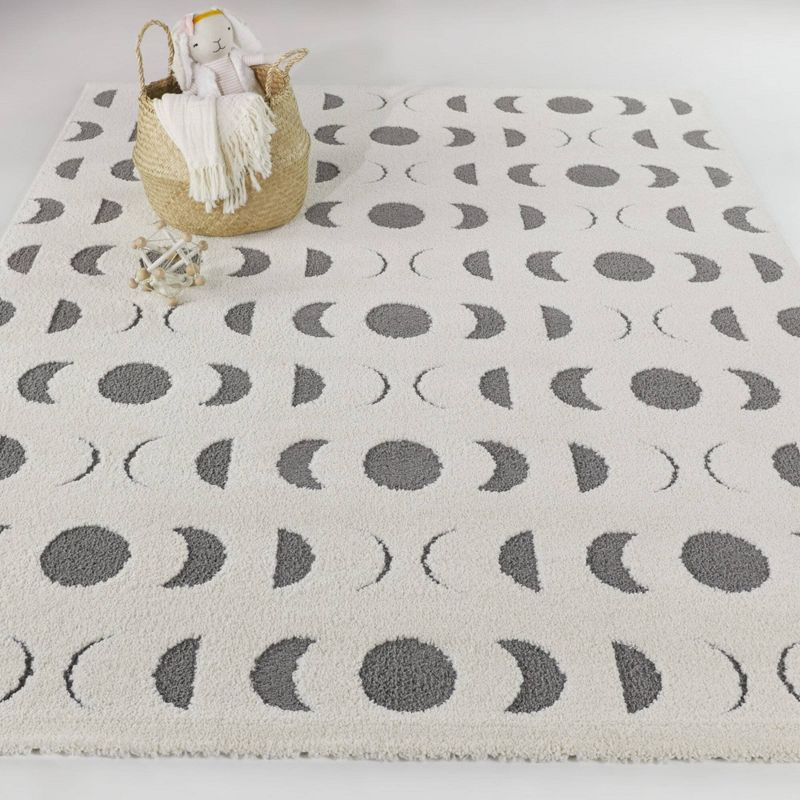 5'3"x7' Geometric Phases Contemporary Kids' Rug Off-White/Gray - Balta Rugs: Kids Bedroom & Playroom Area Rug