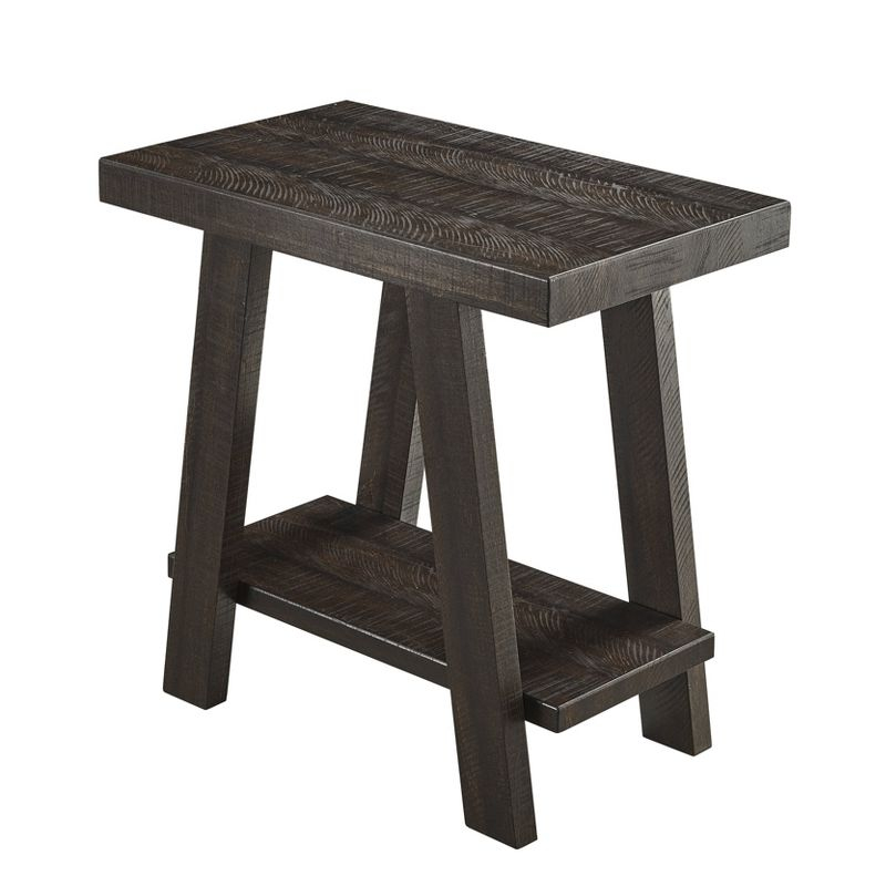 Roundhill Furniture Athens Contemporary Wood Shelf Side Table in Weathered Espresso