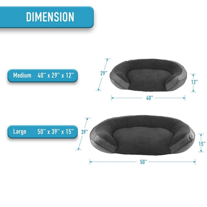 Arlee Home & Pet Step In Orthopedic Chew Resistant Eco-Friendly Memory Foam Dog Bolster Bed - Black - L