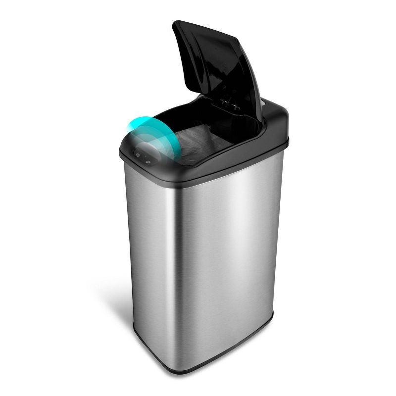 Nine Stars 13.2gal/50L Motion Sensor Trash Can Silver: Stainless Steel, Hands-Free, Quiet Closing, Fingerprint-Resistant