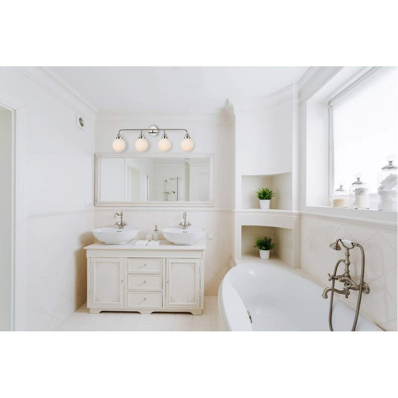 Elegant Lighting Hanson 4 lights bath sconce in polished nickel with frosted shade