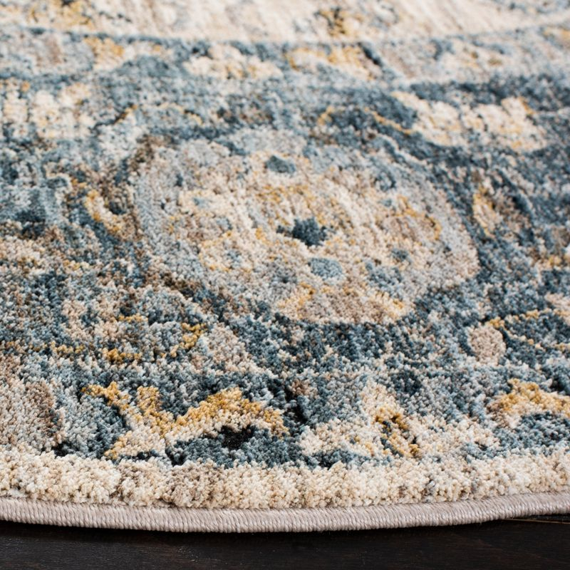 Valencia VAL566 Power Loomed Area Rug - Ivory/Blue - 6'4"x6'4"Square - Safavieh.