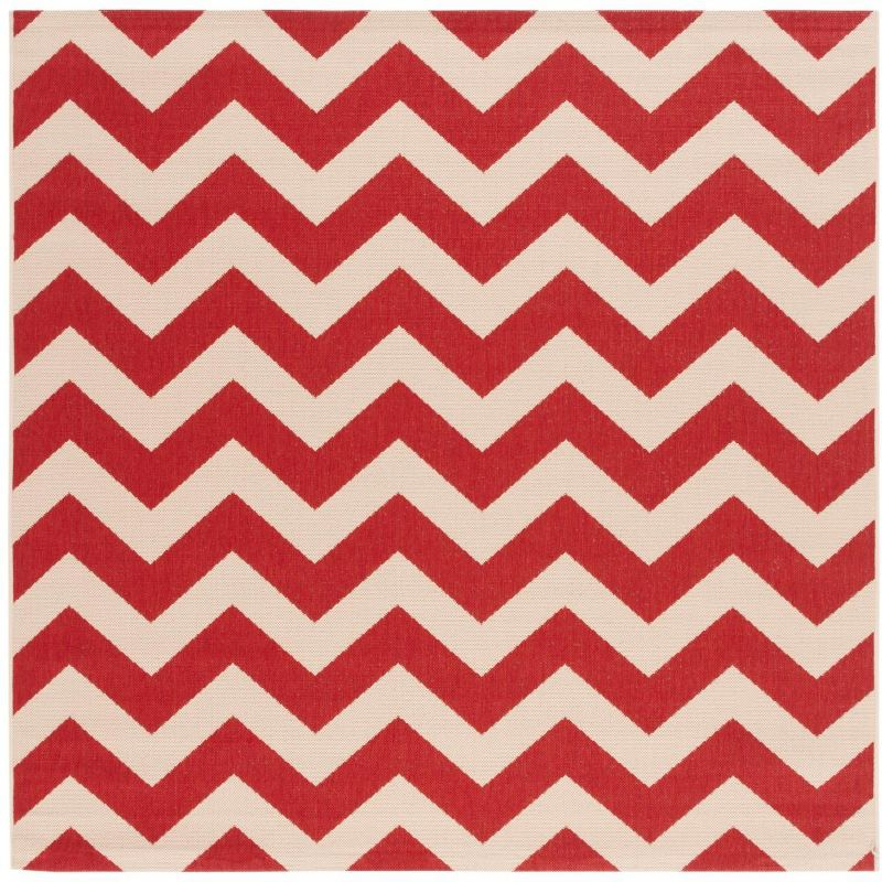 Courtyard CY6244 Power Loomed Indoor and Outdoor Area Rug - Red - 4'x4' - Safavieh