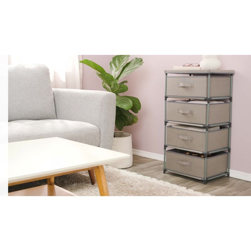 Juvale 4-Tier Tall Closet Dresser with Drawers - Clothes Organizer and Small Fabric Storage for Bedroom (Gray)