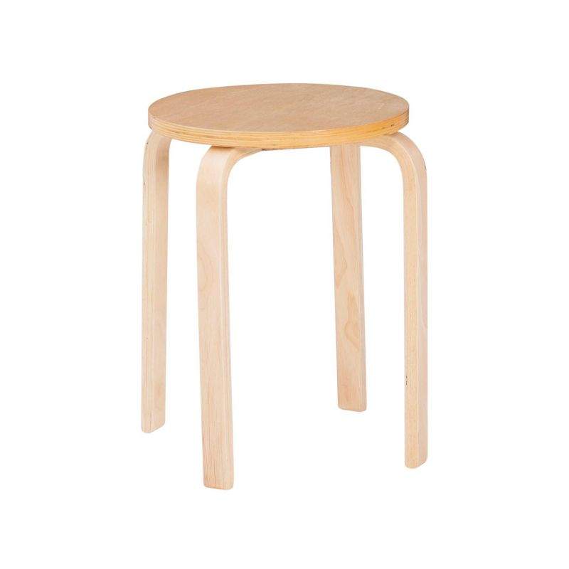Set of 4 Bentwood Stacking Stools Light Brown - Linon: Rubberwood Frame, No Assembly, Traditional Style