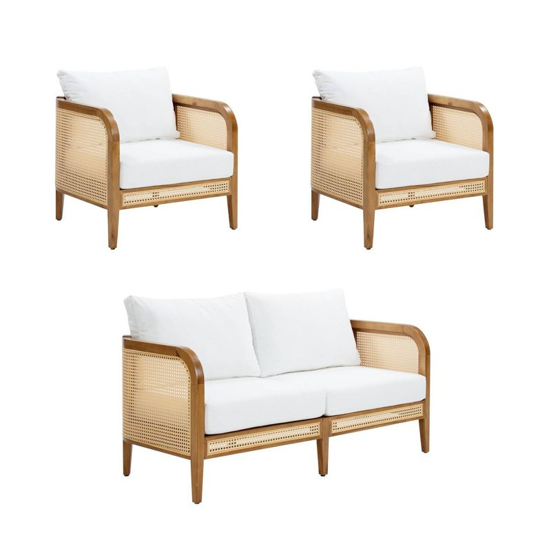 Nathan James 3pc Twila Wicker Outdoor Patio Conversation Set White