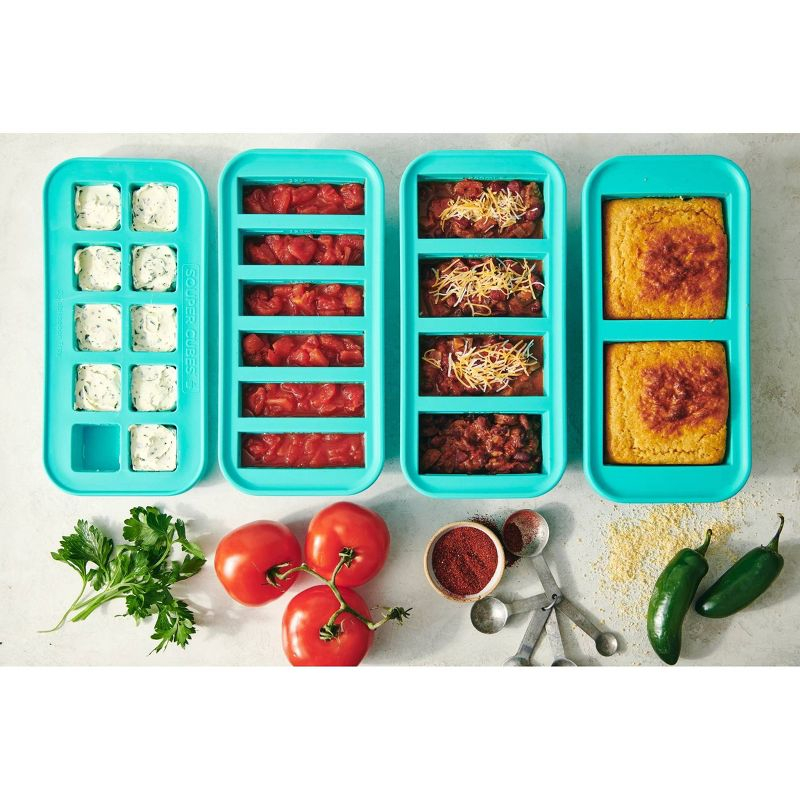 Souper Cubes 4pk Ultimate Food Freezing Tray Set Aqua Blue