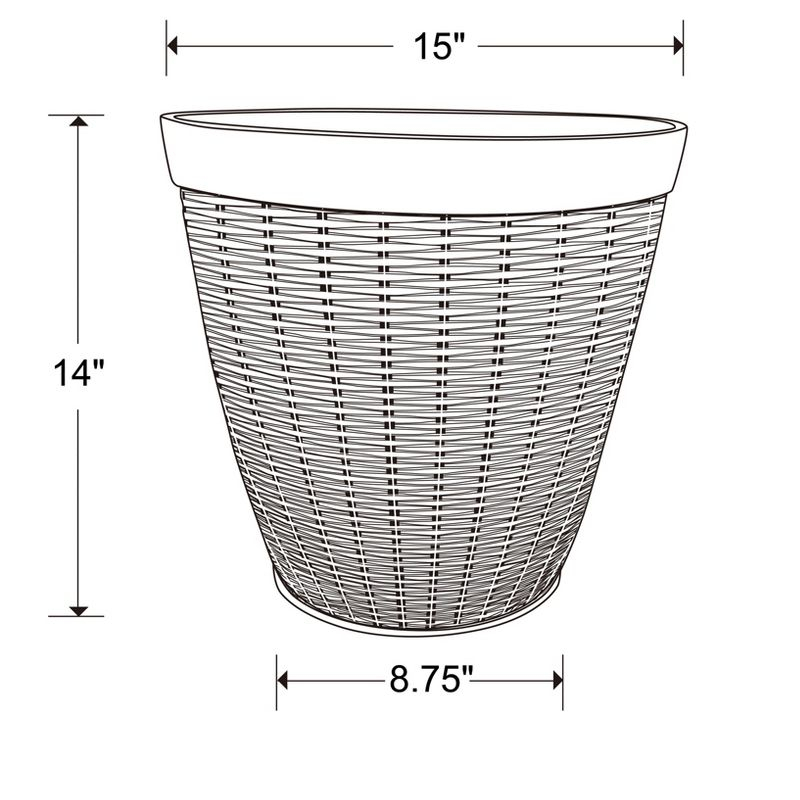 Southern Patio 15" Jamaica Wicker Planter, Dark Coffee - Southern Patio
