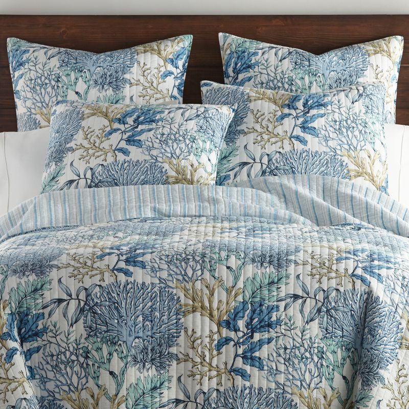 Mahina Quilt Set - Twin/Twin XL Quilt and One Standard Pillow Sham Blue - Levtex Home
