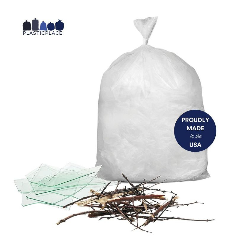 Plasticplace 55-60 Gallon Trash Bags, Clear (50 Count)