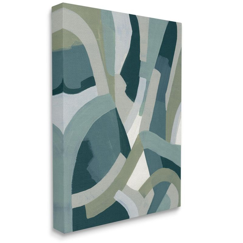 Stupell Industries Layered Curved Shapes Abstract Green Limestone Gallery Wrapped Canvas Wall Art, 16 x 20